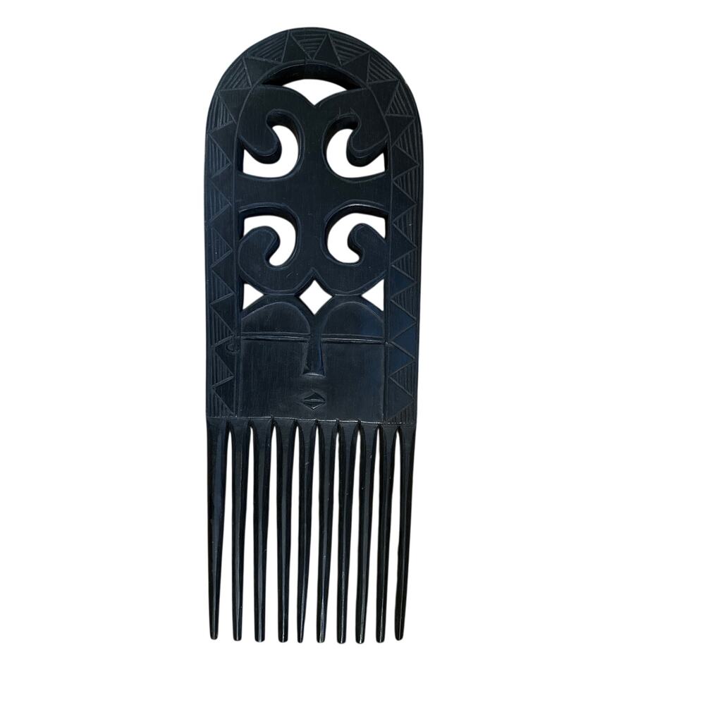Vintage 21" Handcrafted Ghana Wooden Carved African Large Comb Duafe Sculpture